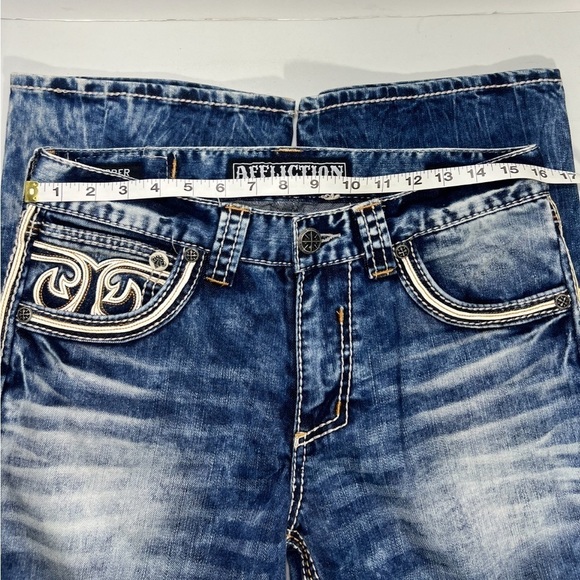 Affliction Cooper Burning Men’s Blue Jeans  size 31 X 32 Sold Out In Stores - Picture 7 of 14